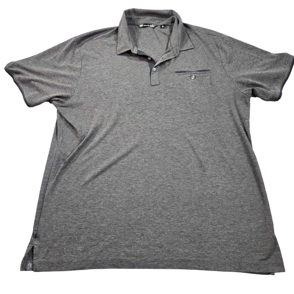 TravisMathew Polo Shirt Mens XL Gray Pima Cotton Blend Pocket Golf Casual